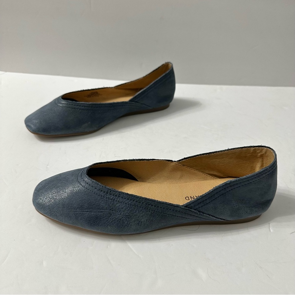 Lucky Brand Ballet Flats Square Toe Preppy Ballerina Shoes Blue Slip On 7.5